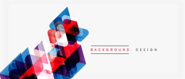 Soyut geometrik şekiller örtüşüyor, canlı renk eğimleri yaratıyor. Beyaz arkaplan için uygun modern tasarım.