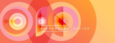 Soyut tasarım, üst üste binen daireler, sıcak turuncu renkler, eğim etkisi. Çeşitli projeler için modern arkaplan.