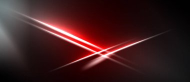 Soyut kırmızı çizgiler kesişiyor, parlak fişekler yaratıyor. Koyu arkaplan parlayan efekti, modern tasarım elementini vurguluyor.