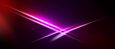 Soyut arkaplan, uzayda geçen parlak ışık çizgilerine sahiptir. Renkler kırmızıdan mora geçerek, dinamik görsel efekt yaratır.