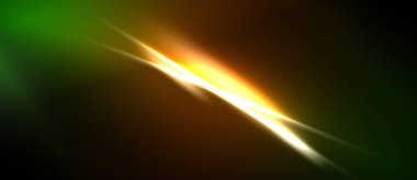 Soyut enerji akışı. Parlak çizgiler karanlık arka planla kesişiyor. Canlı renkler dinamik görsel efekt yaratır. Yumuşak eğimler hareketi önerir.