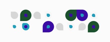 Soyut renkli daireler, farklı boyutlarda, gri, yeşil, mor renkler. Minimalist tasarım, basit şekiller, temiz bir arkaplan. Modern estetik.