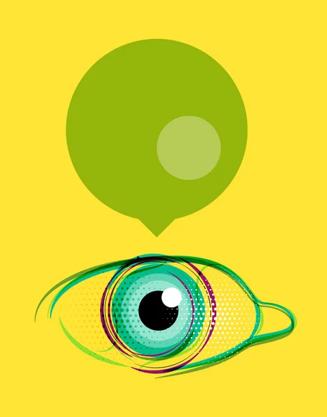 Abstracte poster, gestileerde oog met lege tekstballon — Stockvector