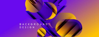 Soyut geometrik şekiller örtüşüyor, parlak mor renkler yaratıyor, sarı renkler. Metin arka plan tasarımı okur. Modern, dinamik görsel kompozisyon.