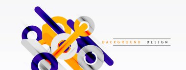 Soyut geometrik şekiller örtüşür, dinamik görsel kompozisyon yaratır. Beyaz arka planda parlak renkler karşıtlığı. Modern tasarım ögesi.