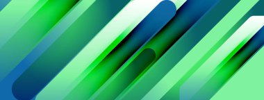 Soyut geometrik bileşim. Çapraz çizgiler kesişiyor, parlak yeşil ve mavi renkler yaratıyor. Modern tasarım, temiz estetik.