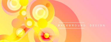 Soyut hareketli çemberler, gradyanlar, sıcak renkler. Arkaplan, sunum ve dijital sanat için modern tasarım ögesi.