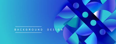 Soyut mavi gradyan tasarımı. Geometrik şekiller, dinamik görsel efekt oluşturur. Dijital projeler için modern arkaplan.