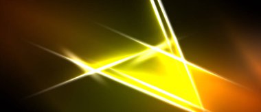 Parlak sarı çizgiler koyu arkaplan ile kesişiyor. Soyut geometrik şekiller dinamik görsel etki yaratır. Sıcak tonlar kompozisyona hakim.