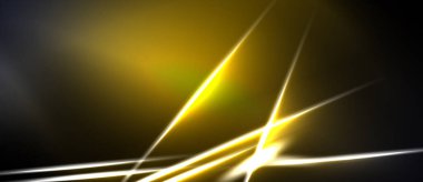 Soyut altın çizgiler koyu arkaplan ile kesişir. Parlak ışık dinamik enerji yaratır, modern estetik. Minimalist tasarım, gösterişli sunum.