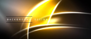 Koyu arkaplan üzerinde soyut sarı çizgiler. Parlak efektli modern tasarım, afişler ve sunumlar için uygun. Basit, zarif bir kompozisyon..
