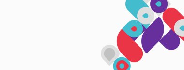 Soyut renk çakışan daireler, beyaz arkaplanda şekiller. Minimalist tasarım, modern estetik. Basit geometri.