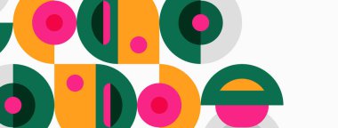 Renkli grafik tasarımı geometrik şekiller kullanarak metin Joe 'yu içerir. Pembe, turuncu, yeşil baskın kompozisyon. Modern estetik.