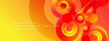 Parlak soyut bir arka plan. Turuncu, sarı renkler karışıyor, dairesel desenler oluşturuyor. Dijital projeler için modern tasarım ögesi.