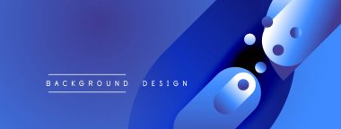 Soyut mavi arkaplan, akan şekiller, daireler, gradyanlar. Modern tasarım elementleri dinamik görsel etki yaratır.