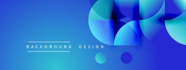 Soyut mavi arkaplan, üst üste binen daireler, gradyanlar. Metin arka plan tasarımı okur. Modern, temiz estetik.