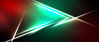 Soyut arkaplan canlı kırmızı ve yeşil eğimlere sahiptir. Beyaz çizgiler, dinamik ve gelecekten gelen görsel efektler yaratarak kesişiyor. Minimalist tasarım.