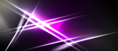 Soyut tasarım koyu arkaplan ile kesişen parlak çizgiler içerir. Mor parlak ışık merkezi noktadan yayılır ve dinamik görsel efekt yaratır..