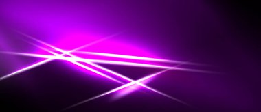 Soyut mor arkaplan parlak doğrusal ışık çizgileri içerir. Dinamik enerji merkezi kesişme noktalarından yayılır. Karanlık kenarlıklar canlı görüntü.