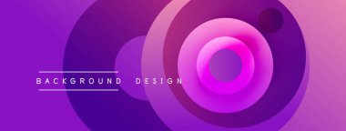 Soyut mor tasarım eşmerkezli daireler içerir. Gradyan gölgeler derinlik yaratır, modern estetik. Metin arkaplan tasarımı okur.