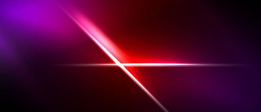 Soyut arkaplan canlı mor, kırmızı gradyanlar içerir. Çapraz ışık çizgisi yatay çizgiyle kesişir ve dinamik görsel efekt yaratır. Karanlık sınırlar çerçeve bileşimi.