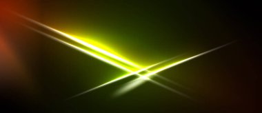 Parlak sarı çizgiler koyu arkaplan ile kesişiyor. Gradyan gölgeler mevcut, dinamik görsel etki yaratıyor. Minimalist tasarım, ışığa odaklan.