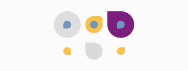 Soyut renkli çemberler, noktalar. Minimalist tasarım, basit şekiller, sessiz tonlar, temiz estetik. Modern grafik ögesi.