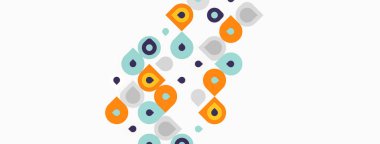 Soyut desen renkli yuvarlak şekiller içerir. Daireler, ovalar, dinamik görsel doku oluşturur. Basit tasarım, modern estetik..