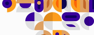 Soyut geometrik şekiller, mor, turuncu, gri. Minimalist tasarım, temiz çizgiler, modern estetik. Basit kompozisyon, düz çizim.