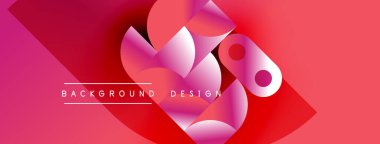 Soyut pembe tasarım, üst üste binen daireler, kareler. Gradyan renkler dinamik görsel efekt yaratır. Metin arkaplan tasarımı okur.