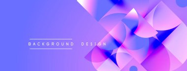 Soyut enerjik tasarım. Üst üste binen şekiller dinamik mor ve mavi renkler yaratır. Dijital projeler için modern arkaplan.