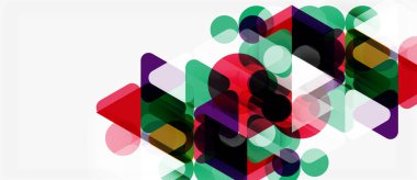 Soyut geometrik şekiller örtüşür, canlı renk karışımları yaratır. Kompozisyon özellikleri daireler, kareler, üçgenler, yumuşak eğimler.