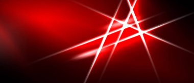 Soyut kırmızı arkaplan. Parlak çizgiler kesişiyor, dinamik görsel etki yaratıyor. Koyu alanlar parlak aydınlatmayla tezat oluşturuyor.