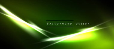 Soyut yeşil arkaplan parlak ışık çizgilerine sahiptir. Dinamik tasarım, enerjiyi, hareketi, modern estetiği çağrıştırıyor. Basit, temiz sunum.