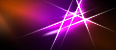 Soyut, enerjik bir arkaplan. Parlak pembe ışık çizgileri turuncu ve mor renklerle kesişir. Dramatik enerji merkezi noktadan yayılıyor.