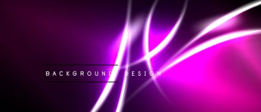 Soyut mor arkaplan. Parlak neon çizgileri dinamik görsel efekt yaratır. Dijital projeler için modern tasarım ögesi.