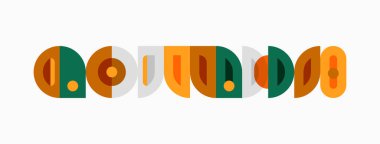 Retro tasarım geometrik şekilleri tekrar eden özellikler içerir. Renkler arasında turuncu, sarı, yeşil, kahverengi, bej yer alıyor. Minimalist tarz, mevcut temiz çizgiler.