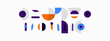 Soyut geometrik şekiller oyuncu kompozisyon sunar. Daireler, dikdörtgenler, çizgiler modern görsel deneyimler yaratır. Minimalist tasarım, canlı renkler.