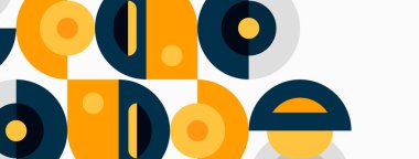 Soyut geometrik şekiller, turuncu, lacivert, gri. Modern tasarım, tekrarlayan kalıplar, basit formlar, temiz estetik. Minimalist kompozisyon.