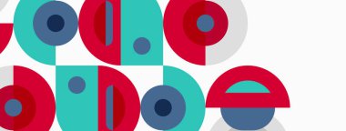 Soyut geometrik şekiller kelime adopu oluşturur. Kırmızı, mavi, deniz mavisi renkler dizaynda baskın. Minimalist biçim, temiz çizgiler mevcut marka kimliği.