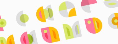 Soyut şekiller, pastel renkler, geometrik desenler tekrar ediyor. Minimalist tasarım, hafif arkaplan neşeli görsel doku oluşturur.