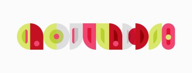 Soyut geometrik şekiller kelimeyi iki katına çıkarabilir. Renkler arasında pembe, sarı, bej, yeşil var. Düz estetik minimalist tasarım.