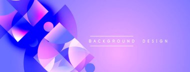 Soyut geometrik şekiller mor, pembe renkleri harmanlarlar. Gradyan arka plan dinamik görsel efekt yaratır. Sancaklar ve web siteleri için modern tasarım ögesi.