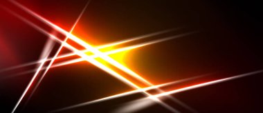 Soyut enerji hatları, canlı kırmızı, sarı parıltı. Dinamik kompozisyon, modern tasarım, koyu arkaplan karşıtlık yaratır. Yoğun ışık çizgileri.