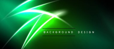 Soyut yeşil arkaplan. Dinamik çizgiler parlak, ışıltılı bir etki yaratır. Dijital projeler için modern tasarım.
