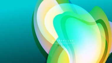 Soyut akışkan şekiller, canlı renklerin karışımı. Dinamik kompozisyon, modern tasarım. Arkaplanda pürüzsüz eğriler, zarif eğriler var.