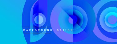 Soyut mavi tasarım, üst üste binen daireler oluşturarak dinamik görsel efekt yaratır. Çeşitli projeler için modern arkaplan.