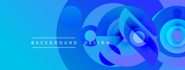Soyut mavi tasarım, üst üste binen daireler, gradyanlar. Modern estetik, arka planlar ve sunumlar için uygun. Temiz, canlı kompozisyon.