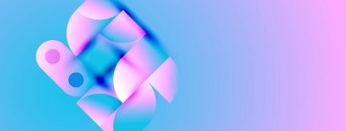 Soyut şekiller harmanlanır ve canlı bir değişim yaratır. Yumuşak pembeler, maviler kompozisyona hakim. Modern tasarım akıcılığı ve enerjiyi çağrıştırıyor.