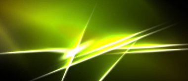 Soyut enerji hatları parlak merkezden yayılır. Canlı yeşil renkler koyu arkaplana hakim. Dinamik bileşim hız ve güç öneriyor..